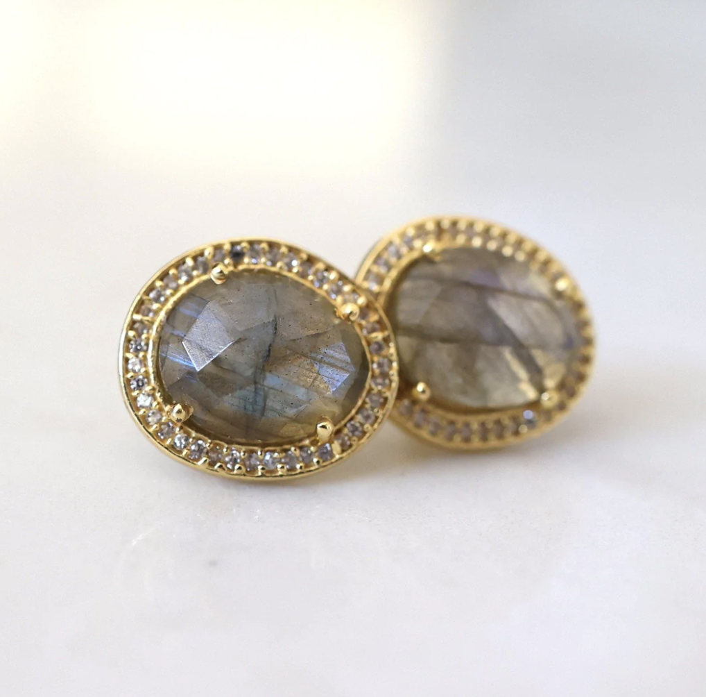 labradorite gold earrings