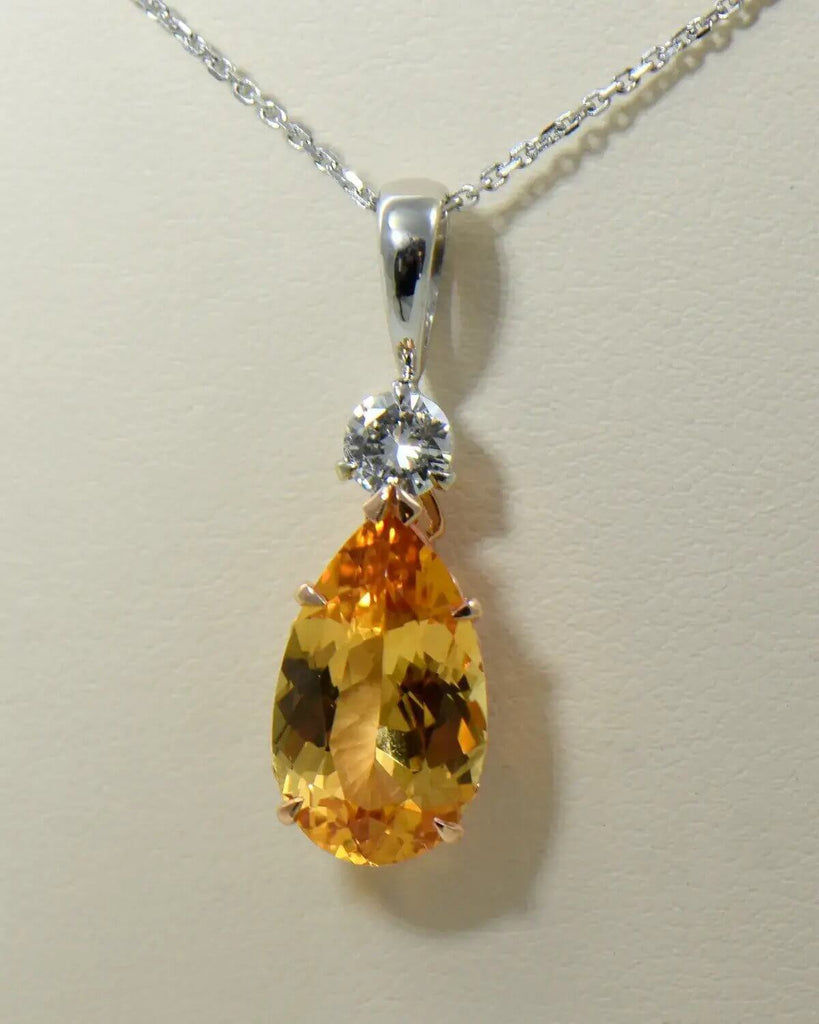 golden imperial topaz and diamond pendant