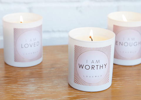 I AM worthy affirmation candle by Love Up Love You