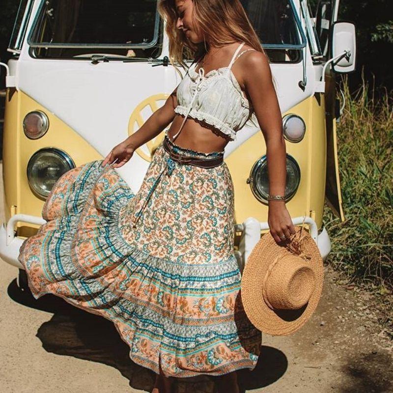 Falda larga estilo Bohemia - Hippies