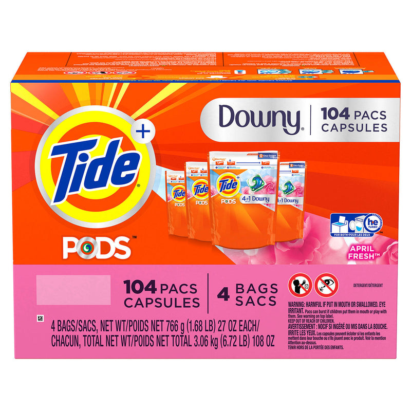 Tide pods downy he turbo laundry detergent packs, 5 15 count bags varying b...