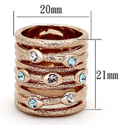 LOA909 - Rose Gold Brass Ring with Top Grade Crystal  in Multi Color