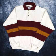 Load image into Gallery viewer, Vintage Beige, Burgundy &amp; Brown Rough Trade Colour Block Collared Sweatshirt | Large
