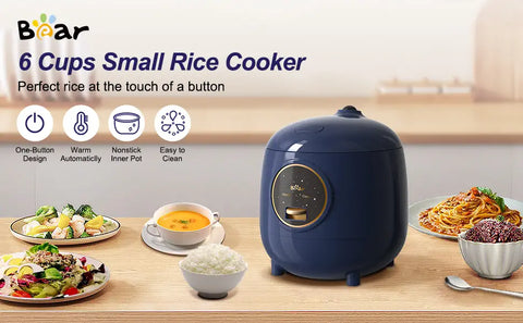 Bear Rice Cooker 2-Cups Uncooked, 1.2L Small Rice Cooker with Non
