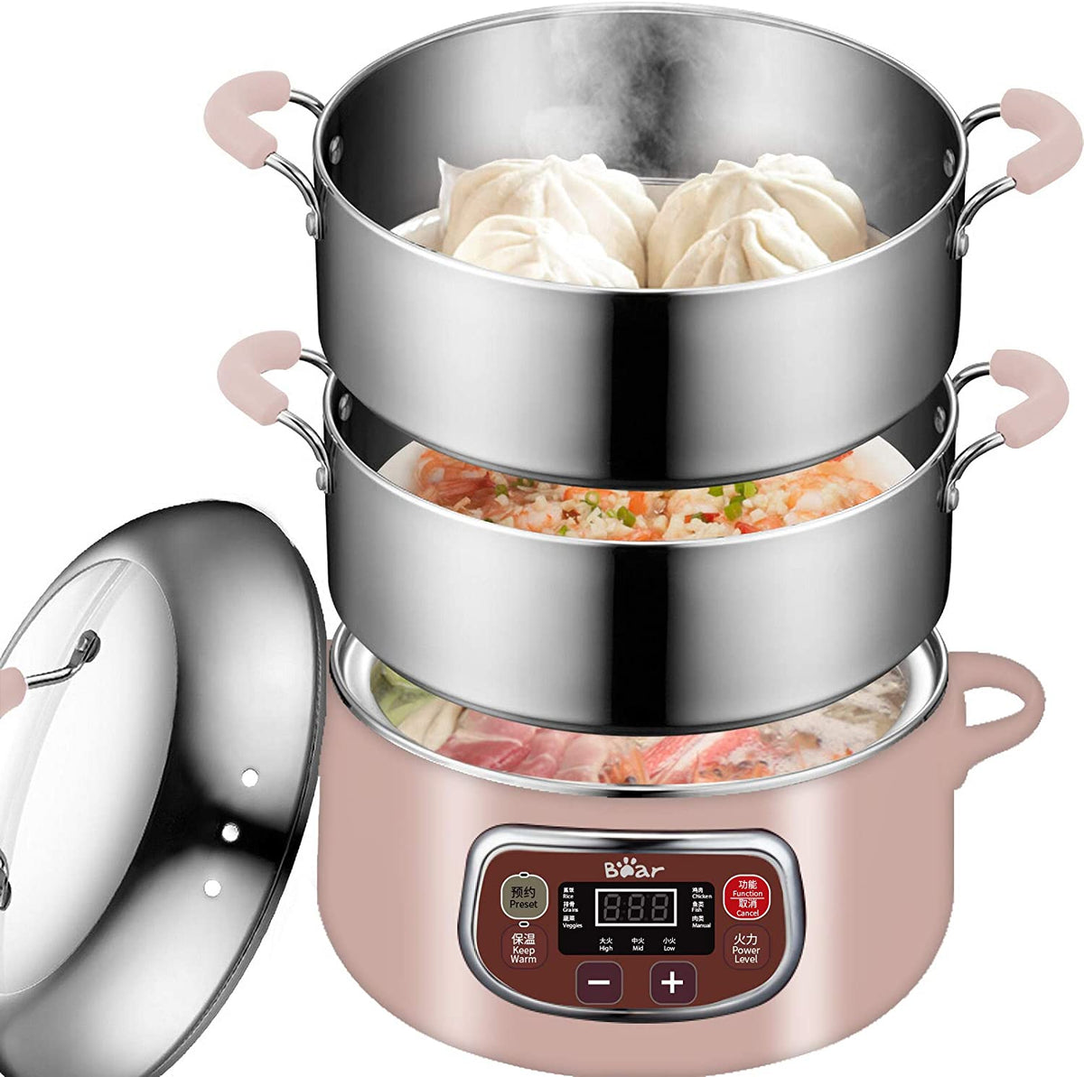 Bear Electric Food Steamer, DZG-A80A2, Stainless Steel Digital Control