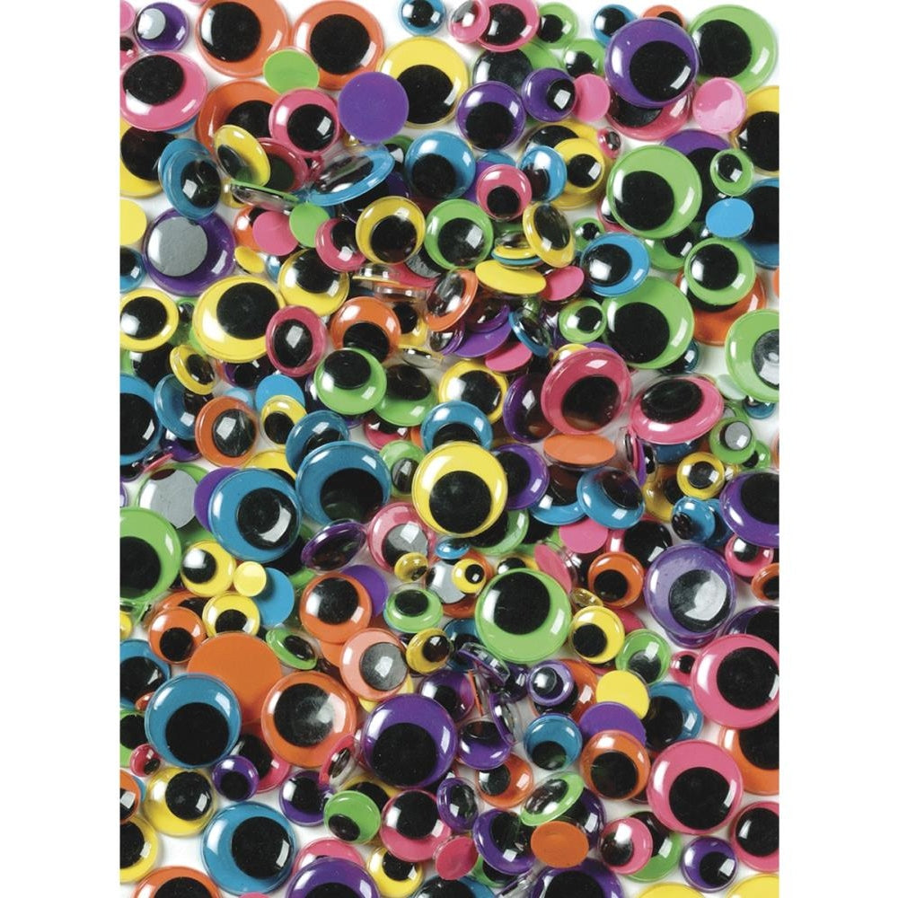 Peel & Stick Wiggle Eyes Assorted 7mm To 15mm - 100/Pkg - Kat Scrappiness