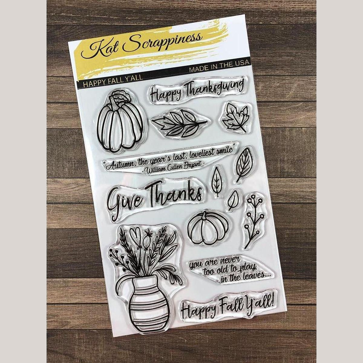 Autumn Leaves Clear Rubber Stamp Set by Katie Pertiet Ledger Stamps 10 pcs  NEW