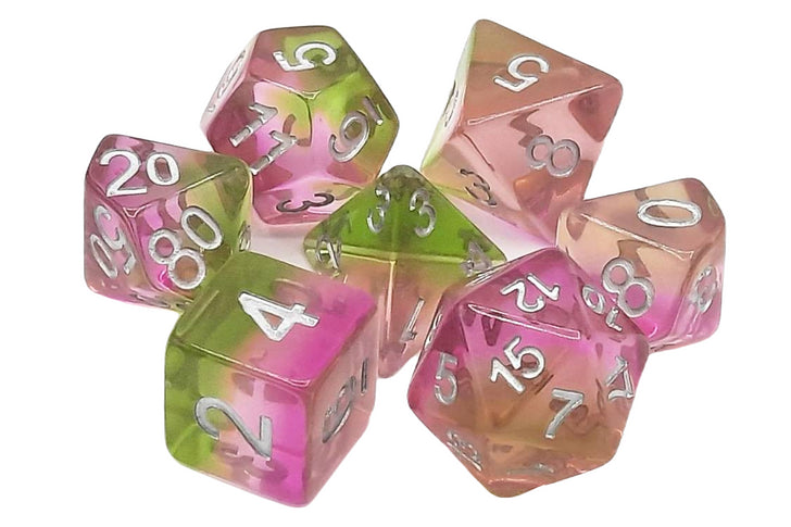 Old School 7 Piece DnD RPG Dice Set: Gradients - Springtime Bloom