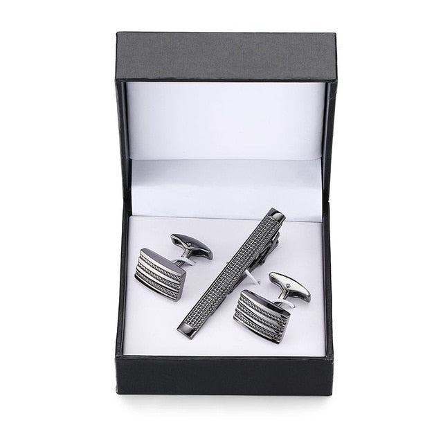 Brand new men's high-end luxurious tie clip and cuff link  gift box set