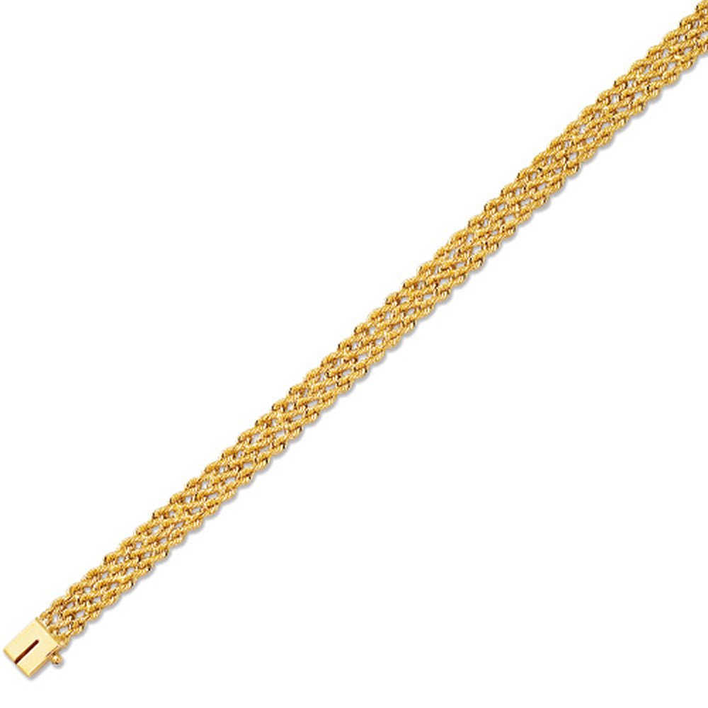 7.5mm Triple Rope Chain Bracelet in 14K Gold - 8