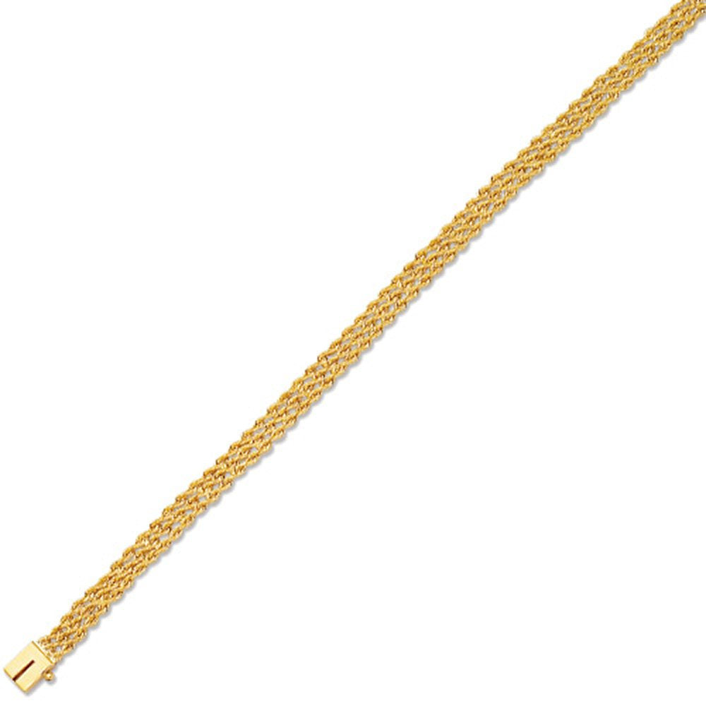 Rope Chain Bracelet 14K Tri-Color Gold 7.5