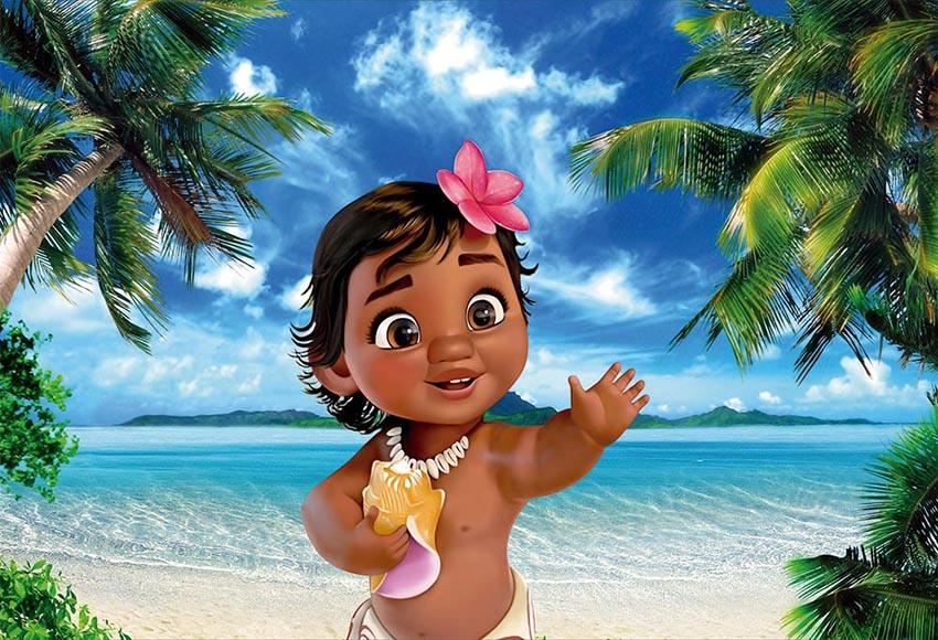 Bebé Moana Playa de Verano Telón de Fondo para Cumpleaños de Princesa –  dbackdropes