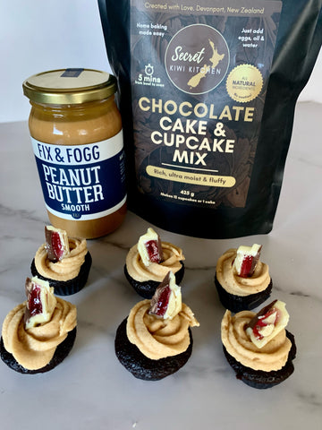 Secret Kiwi Kitchen Fix & Fogg Peanut Butter Cupcakes