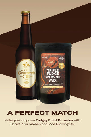 A Perfect Father's Day Match: Chocolate Stout Brownies brought to you by Moa Beer & Secret Kiwi Kitchen