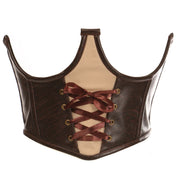 Top Drawer Faux Leather Steel Boned Lace-Up Open Cup Waist Cincher
