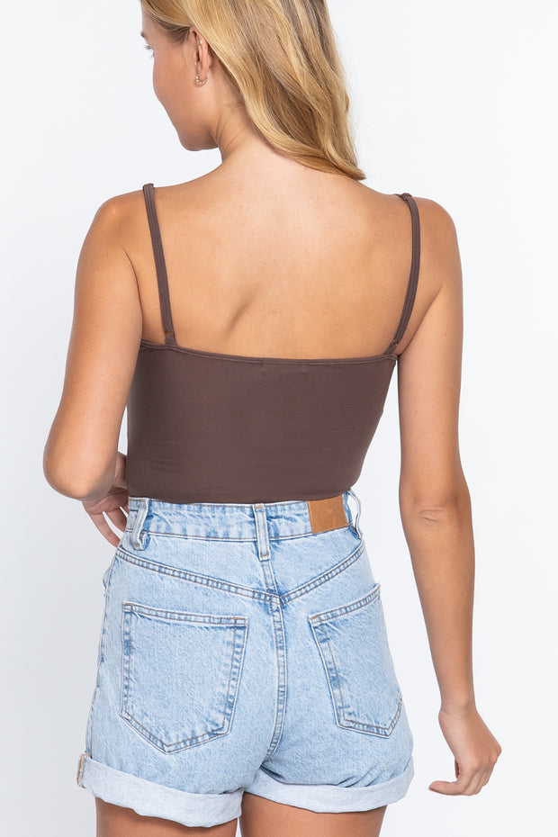 Twisted Cami Bodysuit With Bra Cup - Spicy and Sexy