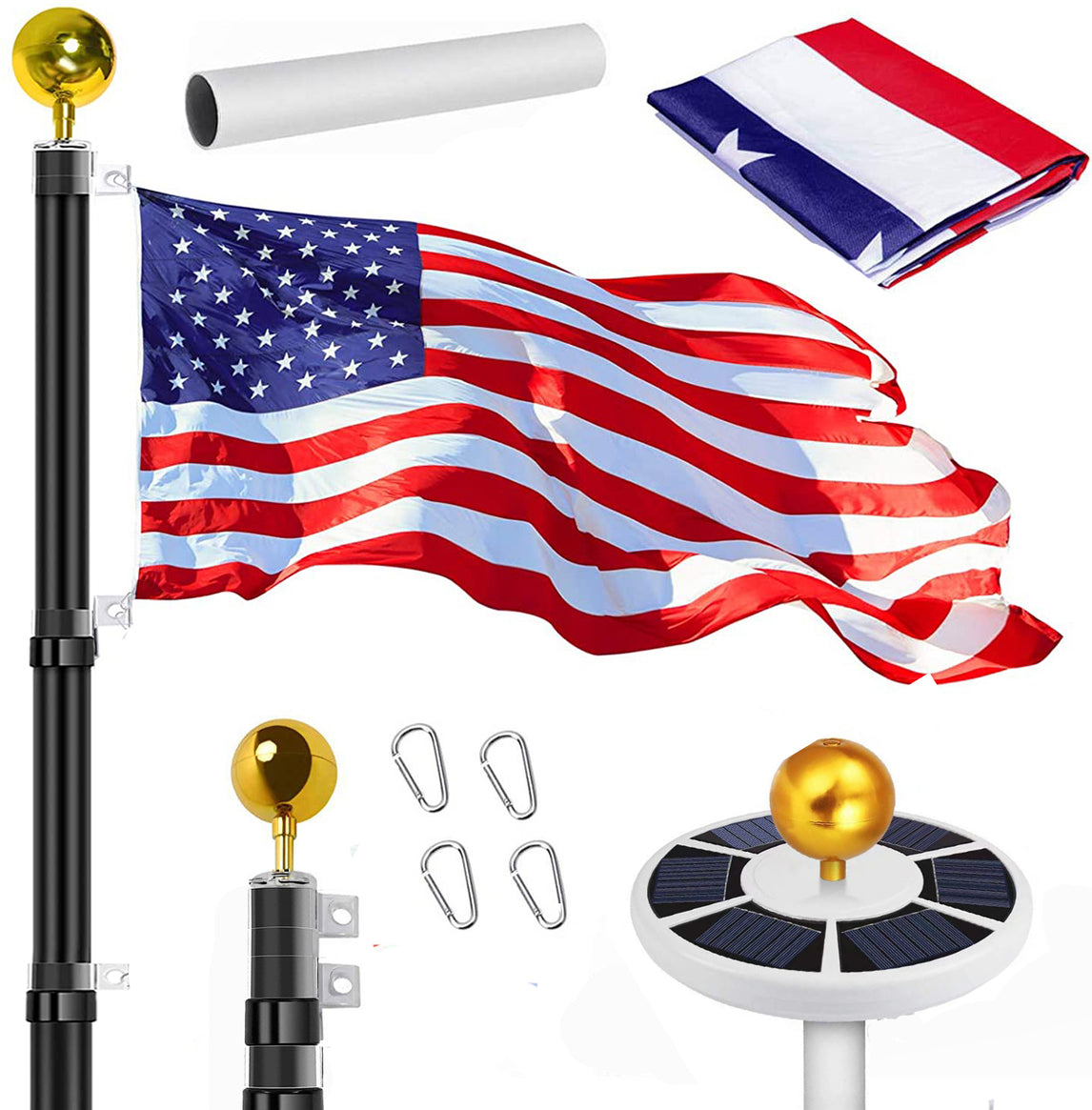 telescopic flagpole with solar light