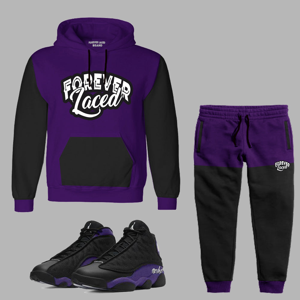 black and purple jordan sweatsuit