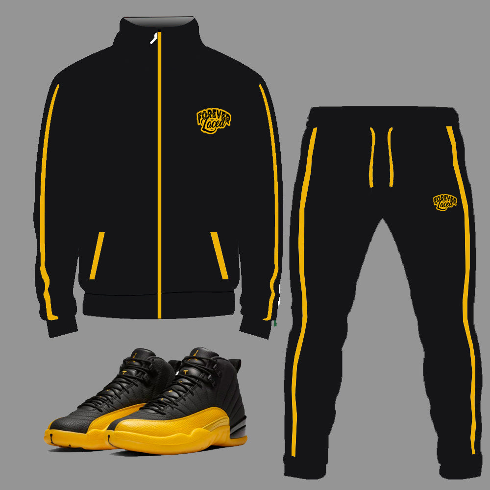 black and yellow jordan tracksuit