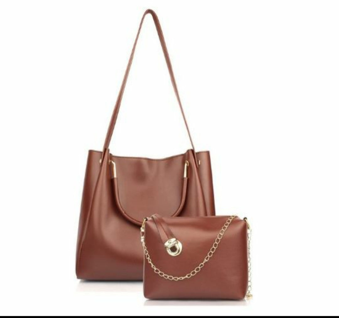 Women's Handbag with Sling Bag (Set of 2)(2 Layer BIB Tan)