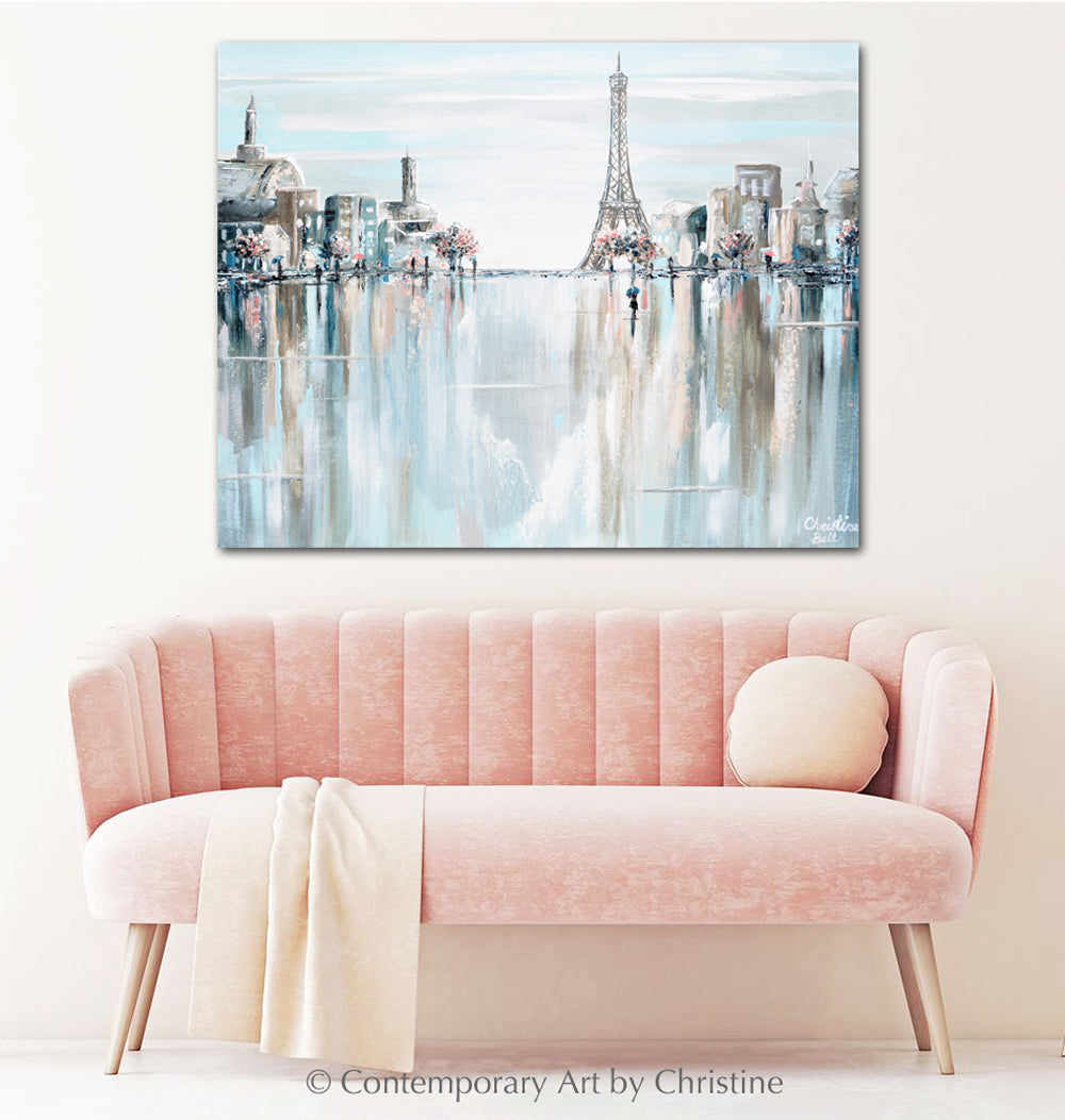 Giclee Print Abstract Painting Wall Contemporary Tower Art Eiffel Art Cherry Paris by Tree – Christine