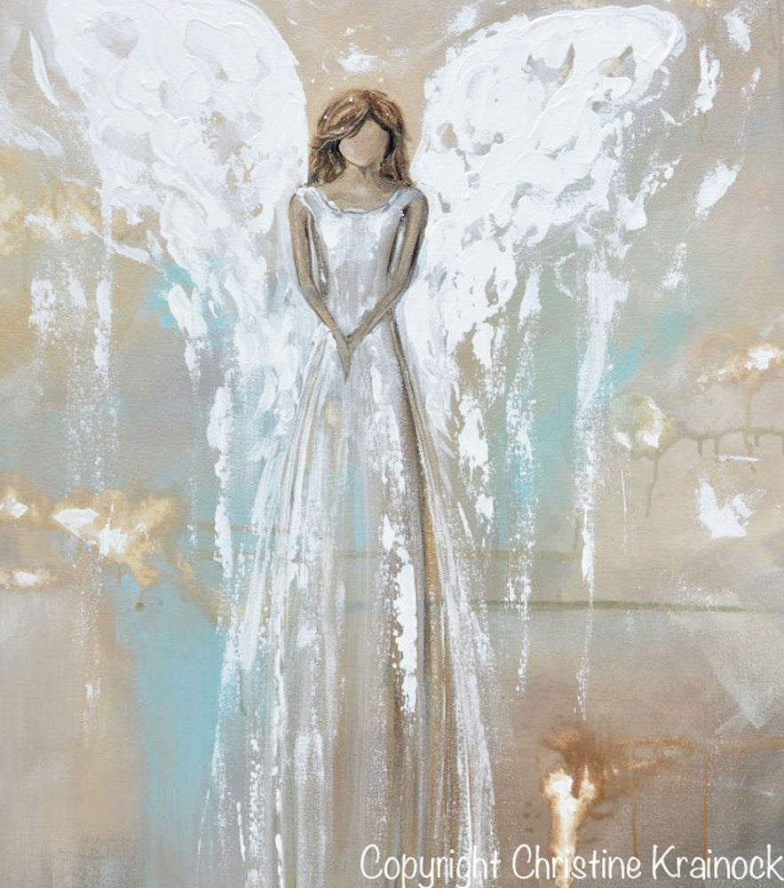 ORIGINAL Abstract Angel Painting Guardian Angel White Light Wall Art ...