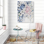 ORIGINAL Art Abstract Painting Floral Navy Blue White Pink Flowers ...