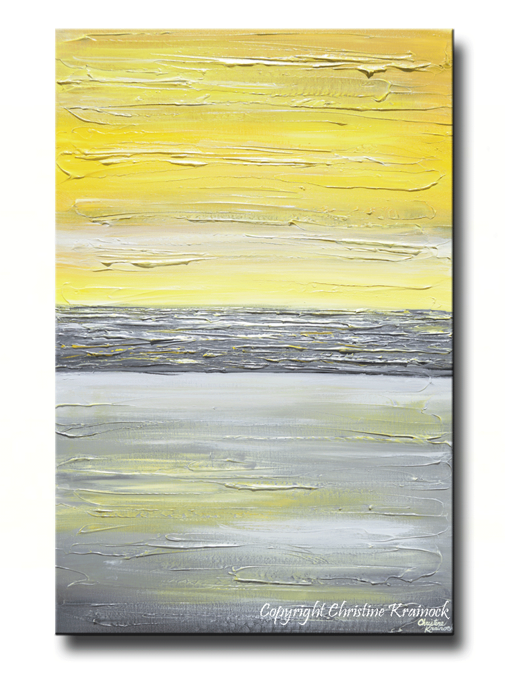Giclee Print Art Abstract Yellow Grey Painting Vertical Wall Art Canva Contemporary Art By Christine
