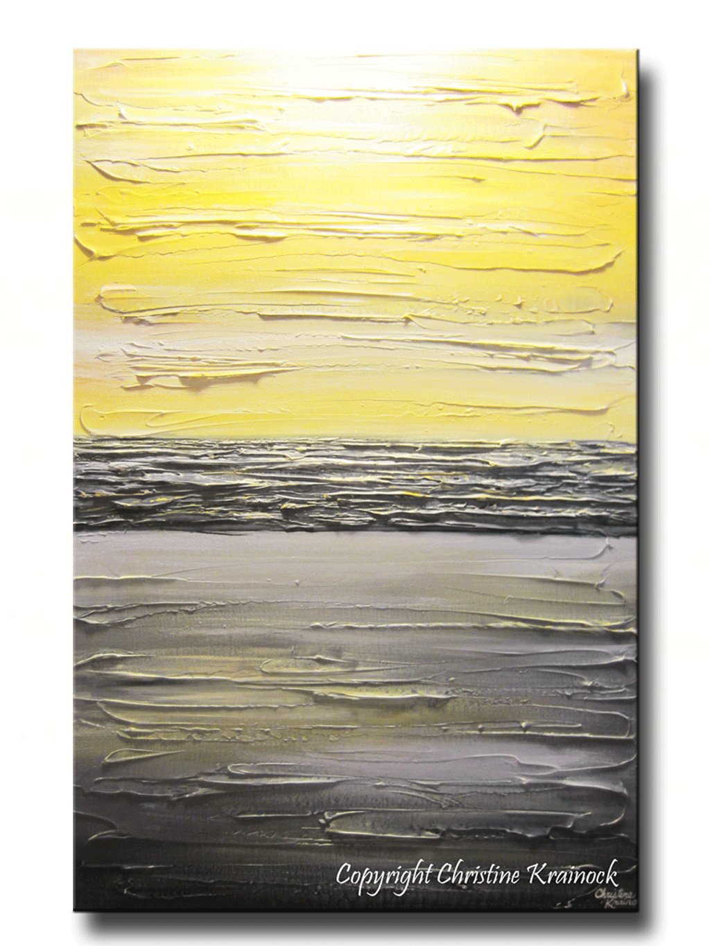 SOLD ORIGINAL Art Abstract Painting Yellow Grey Modern Textured Coasta ...
