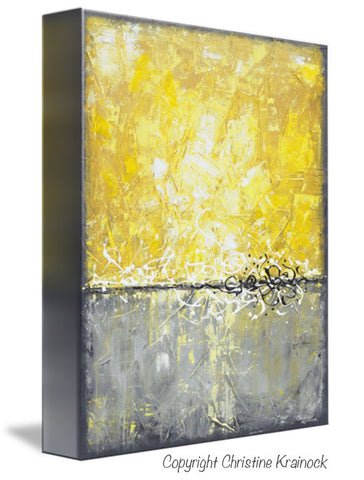 GICLEE PRINT Art Yellow Grey Abstract Painting Canvas Prints Contempor ...