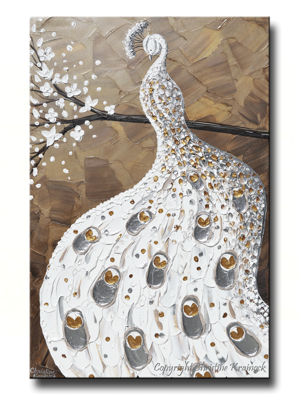 Giclee Print Art White Peacock Painting Abstract Large Canvas Prints B Contemporary Art By Christine