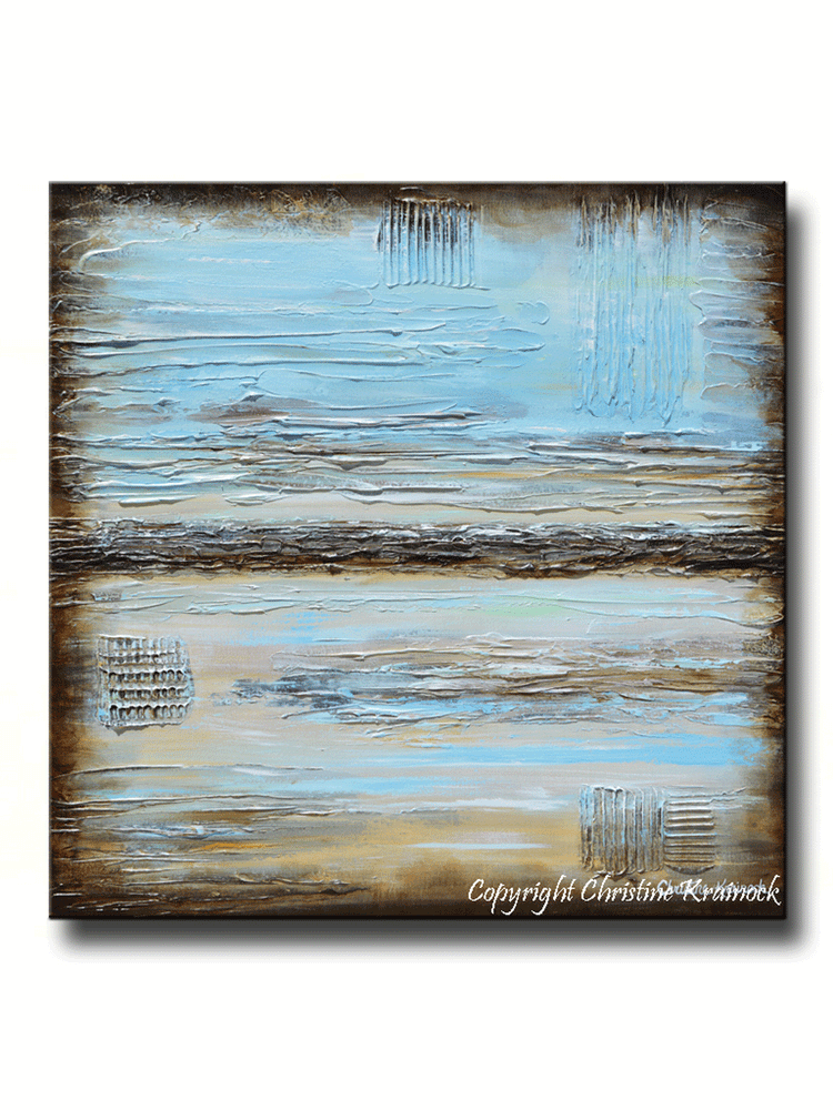 Giclee Print Blue Abstract Painting Blue Brown Modern Urban Canvas Pri Contemporary Art By Christine
