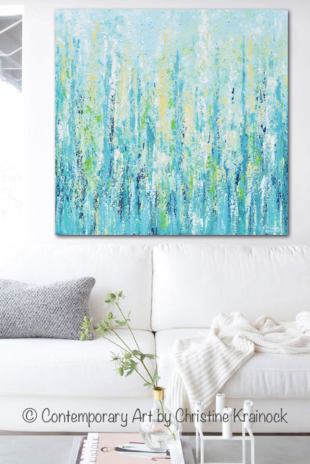 GICLEE PRINT Art Abstract Dancer Painting Aqua Blue CANVAS Prints Colo –  Contemporary Art by Christine