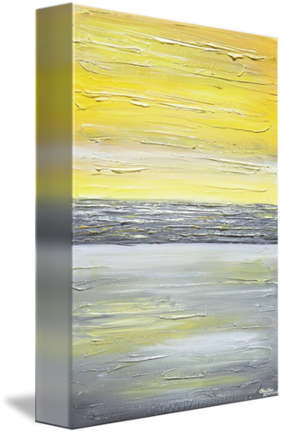 GICLEE PRINT Art Abstract Yellow Grey Painting Vertical Wall Art Canva ...