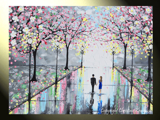 Abstract Tree Painting on Canvas Romantic Wall Art Couple in Love Painting  Romantic Wall Art Impasto Oil Painting as Aesthetic Decor | KINDRED SPIRITS