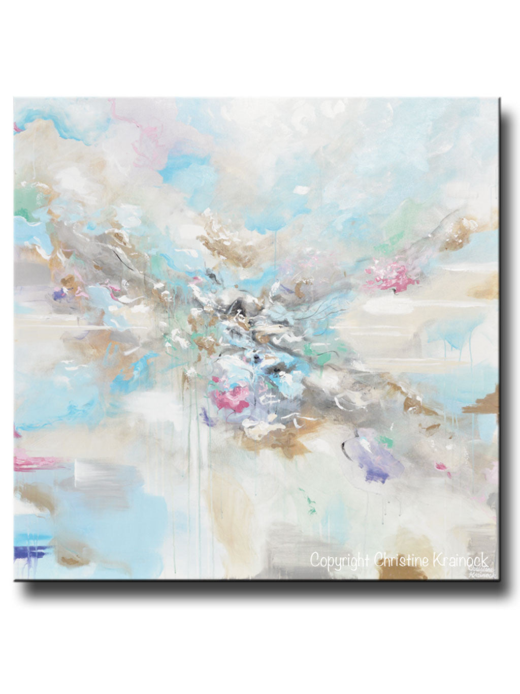 ORIGINAL Art Abstract Blue White Painting Large 48 ...