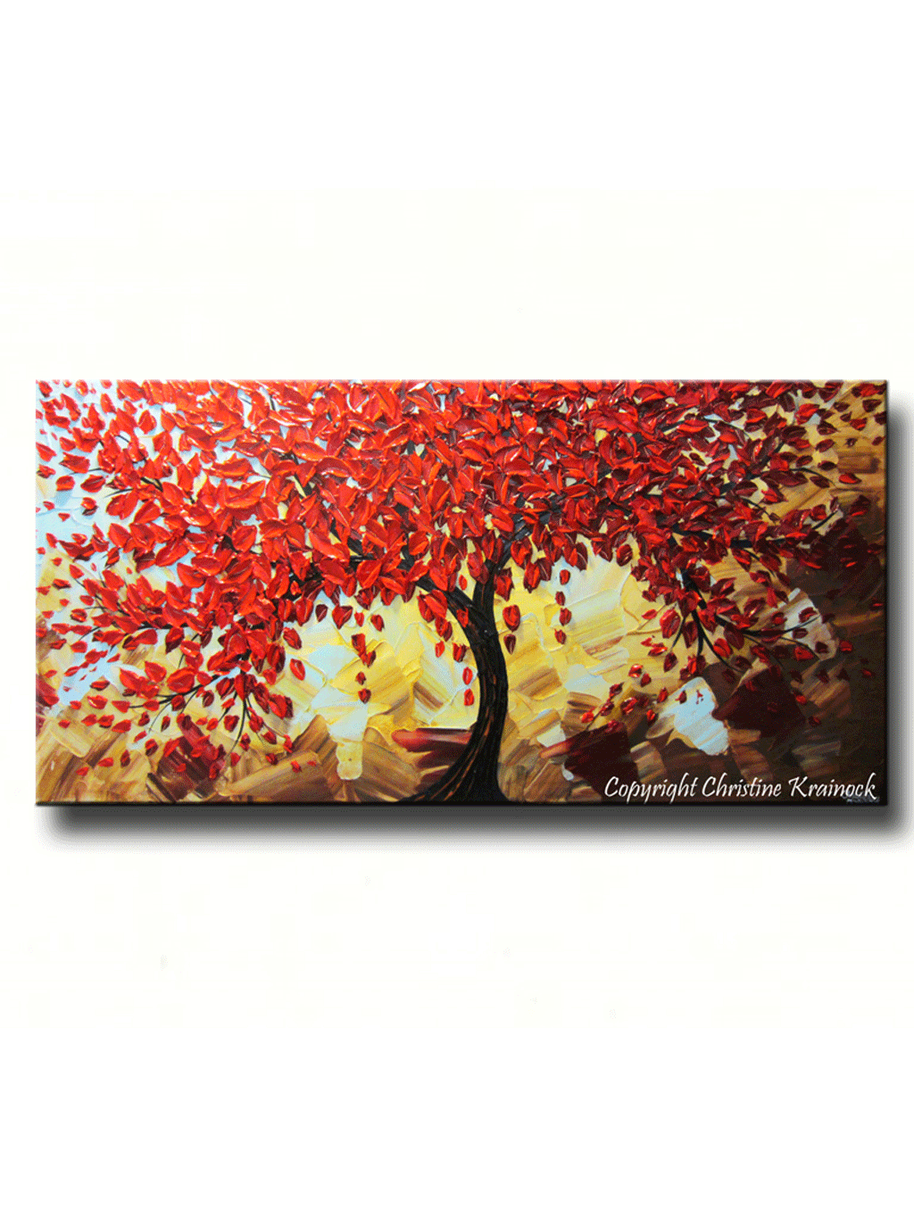 Custom Original Art Abstract Painting Red Tree Of Life Modern Textured Contemporary Art By Christine