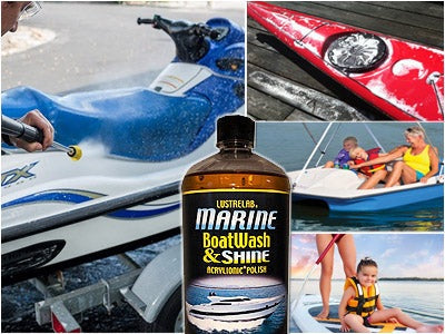 Soap and wax cleaning jet ski, paddle boat, and other small water craft