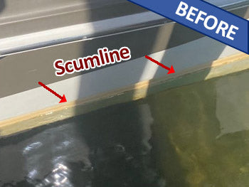 Scum and algae line before Boat Wash and Shine