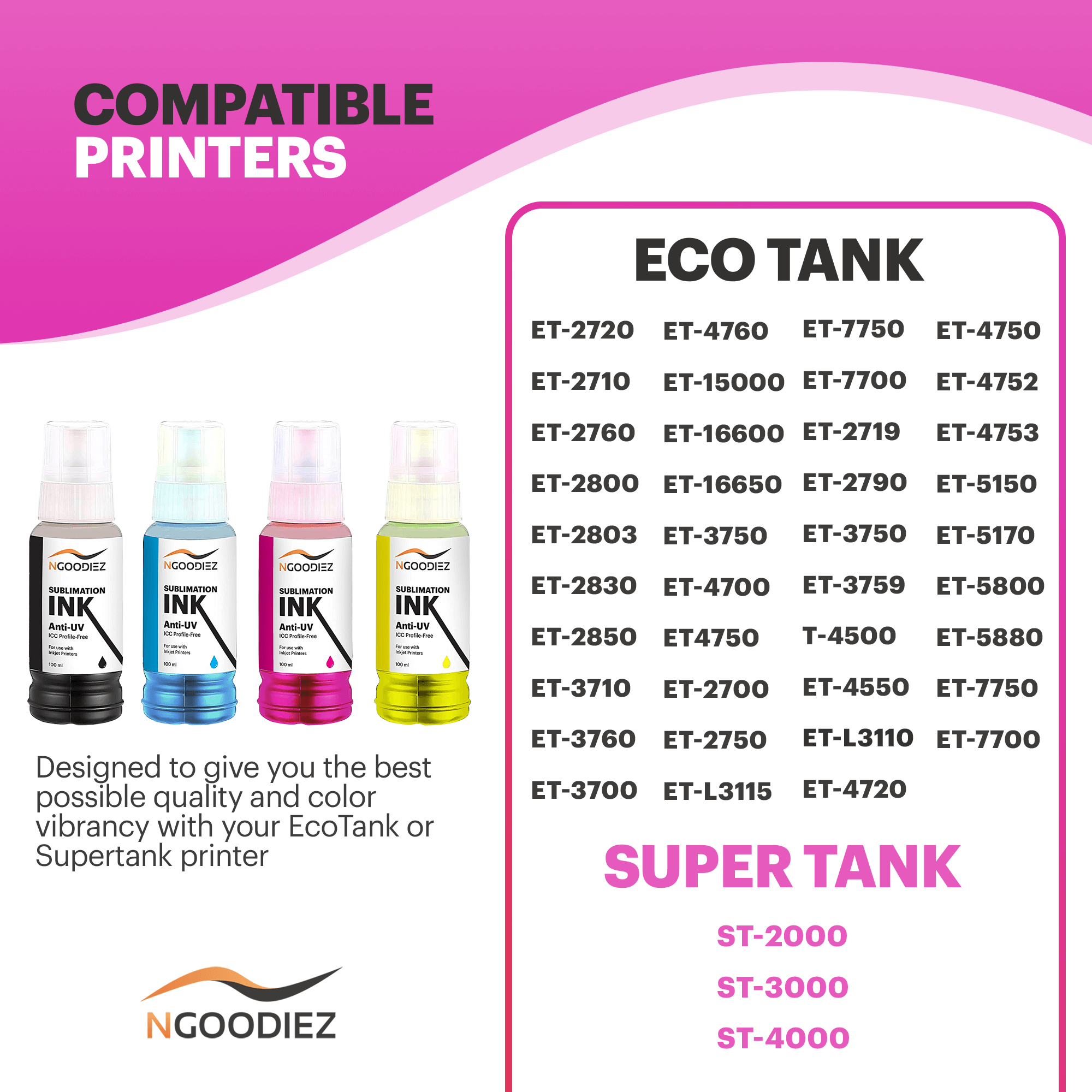 Sublimation Ink For Ecotank Supertank Epson Printer Conversion Kit Icc Profile Free Cotton Ink 7851