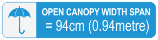 OPEN CANOPY WIDTH SPAN = 94cm (0.94 metre)