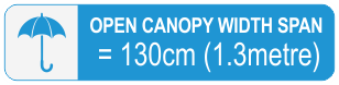 OPEN CANOPY WIDTH SPAN = 130cm (1.3 metres)