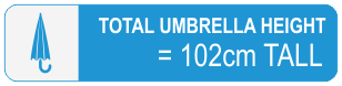 TOTAL UMBRELLA HEIGHT = 102cm TALL