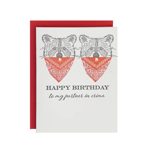 Partner In Crime Letterpress Birthday Card