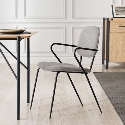 sillas comedor minimalista con reposabrazos tapizadas y estructura de metal