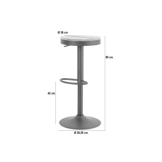 Taburete alto de cocina elevable olmo metal blanco ARJUN