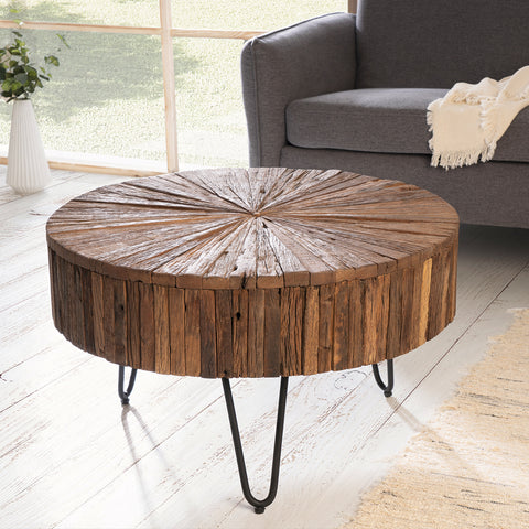 Mueble recibidor de estilo natural en madera reciclada color