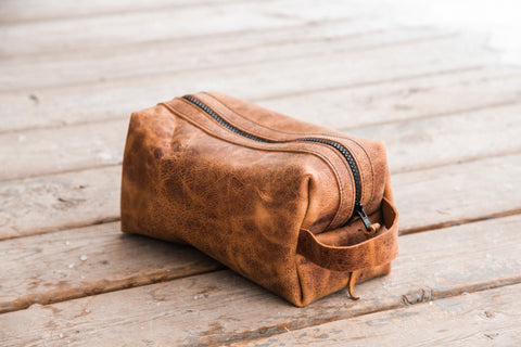 genuine leather shaving dopp kit