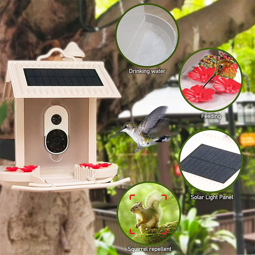 Billede af Fuglefoderhus med camera og AI fuglegenkendelse til haven - Med indbygget solcelle