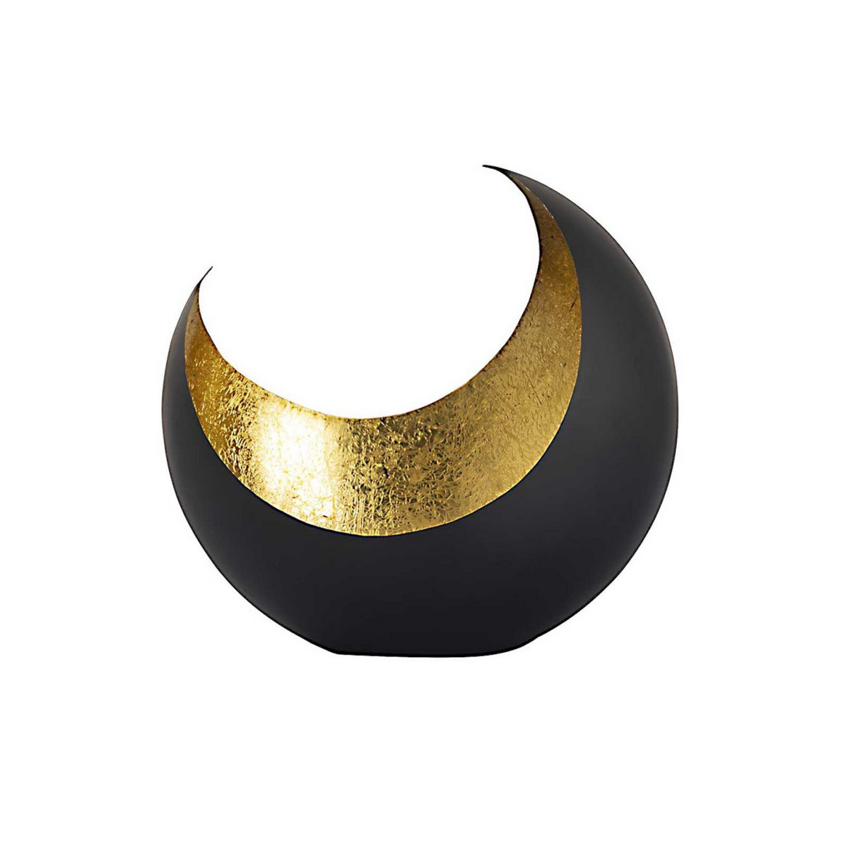 Billede af Fyrfadsstage - lysestage udført som måne/segl form sort mat forgyldt indvendig